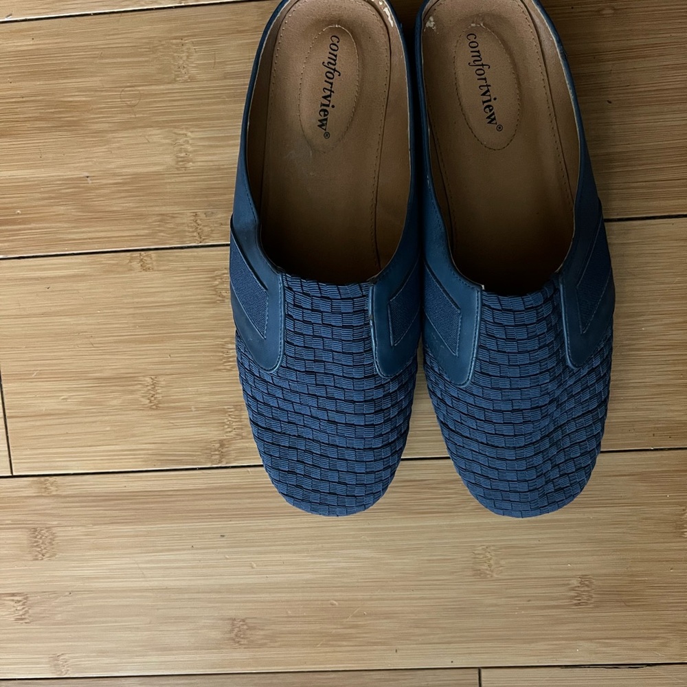 Comfortview Blue Loafers Slip-Ons with Quilted Texture